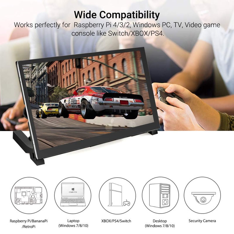 ELECROW 7 Inch Touchscreen Monitor for Raspberry Pi - 1024x600 IPS Capacitive Touch Screen HD Mini LCD Display with Stand Compatible with Raspberry Pi 5/4B/3B+/3B, BB Black, Win11/10/8/7, Driver Free - Image 2